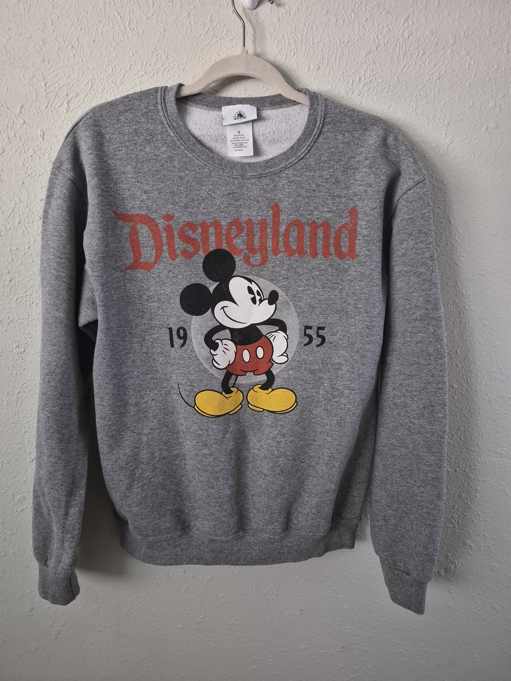 Disney Mickey Disneyland 1955 Grey Crewneck Sweatshirt Size S